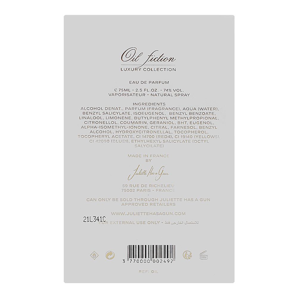 Juliette Has A Gun Oil Fiction, Eau de Parfum, For Men and Women, 75ml - Image 3