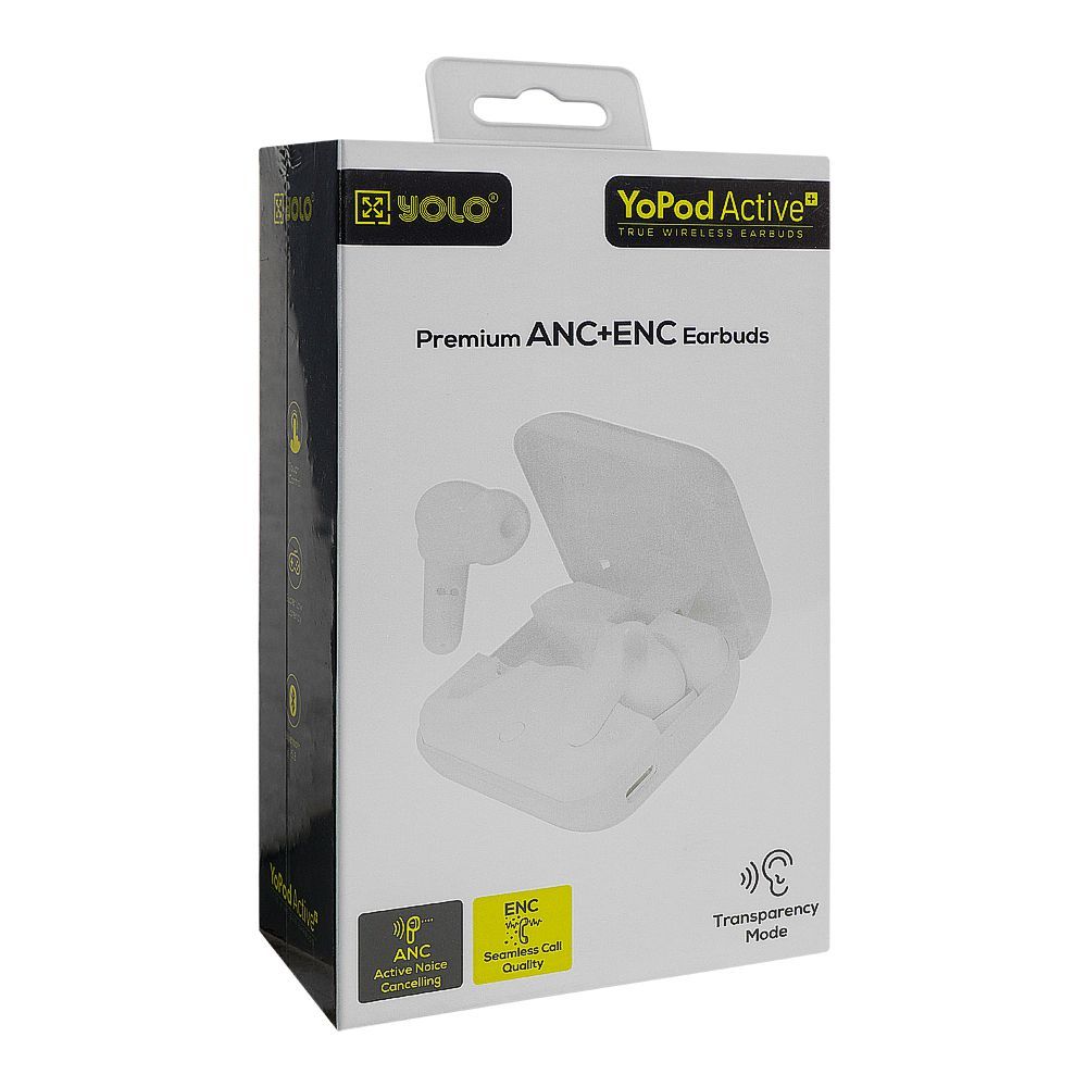 Yolo Yopod Active+ Wireless Earbuds, 30 Hours Total Playtime, IPX5 Water Resistant, White - Image 5