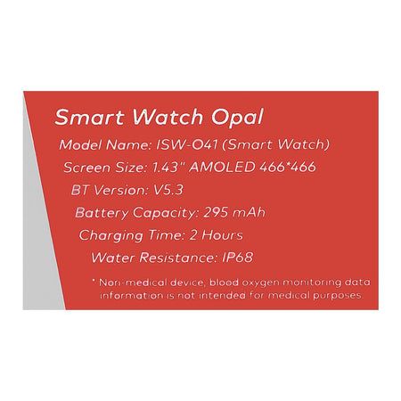 Itel 1.43" Amoled Display Opal Smart Watch, IP68 Water Resistance, Midnight Blue, ISW-041 - Image 6