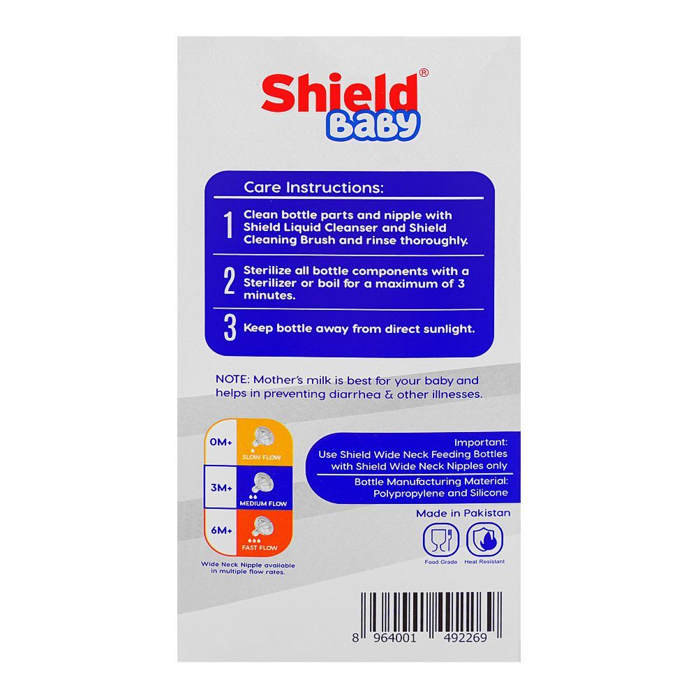 Shield Baby Wide Neck Anti Colic Feeder, BPA and Drip Free, For 12 Months+, 260ml - Image 4