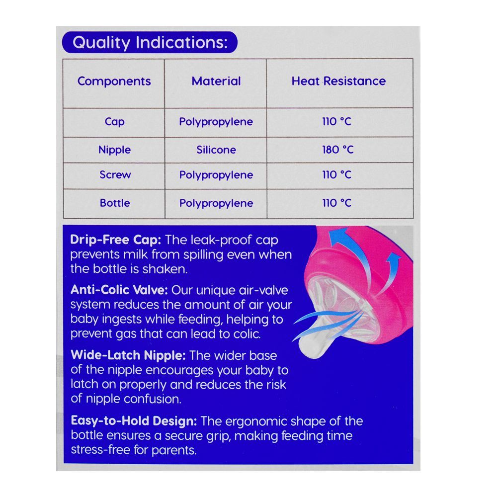 Shield Baby Wide Neck Anti Colic Feeder, BPA and Drip Free, For 12 Months+, 260ml - Image 5