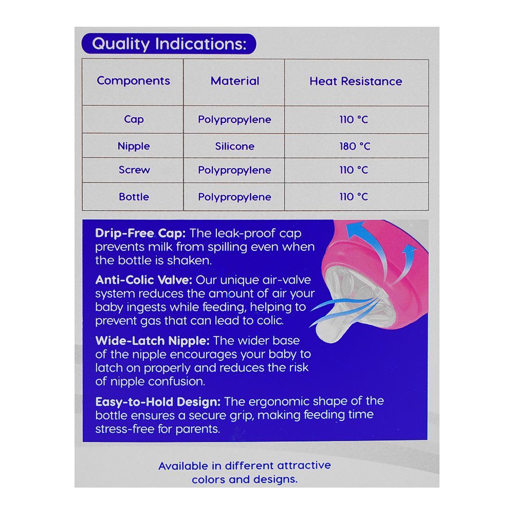 Shield Baby Wide Neck Anti Colic Feeder, BPA and Drip Free, For 12 Months+, 180ml - Image 5