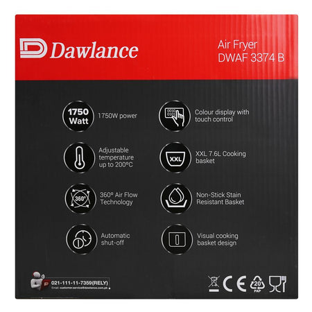 Dawlance Air Fryer, 1750W, 7600ml Cooking Basket, DWAF-3374 B - Image 4