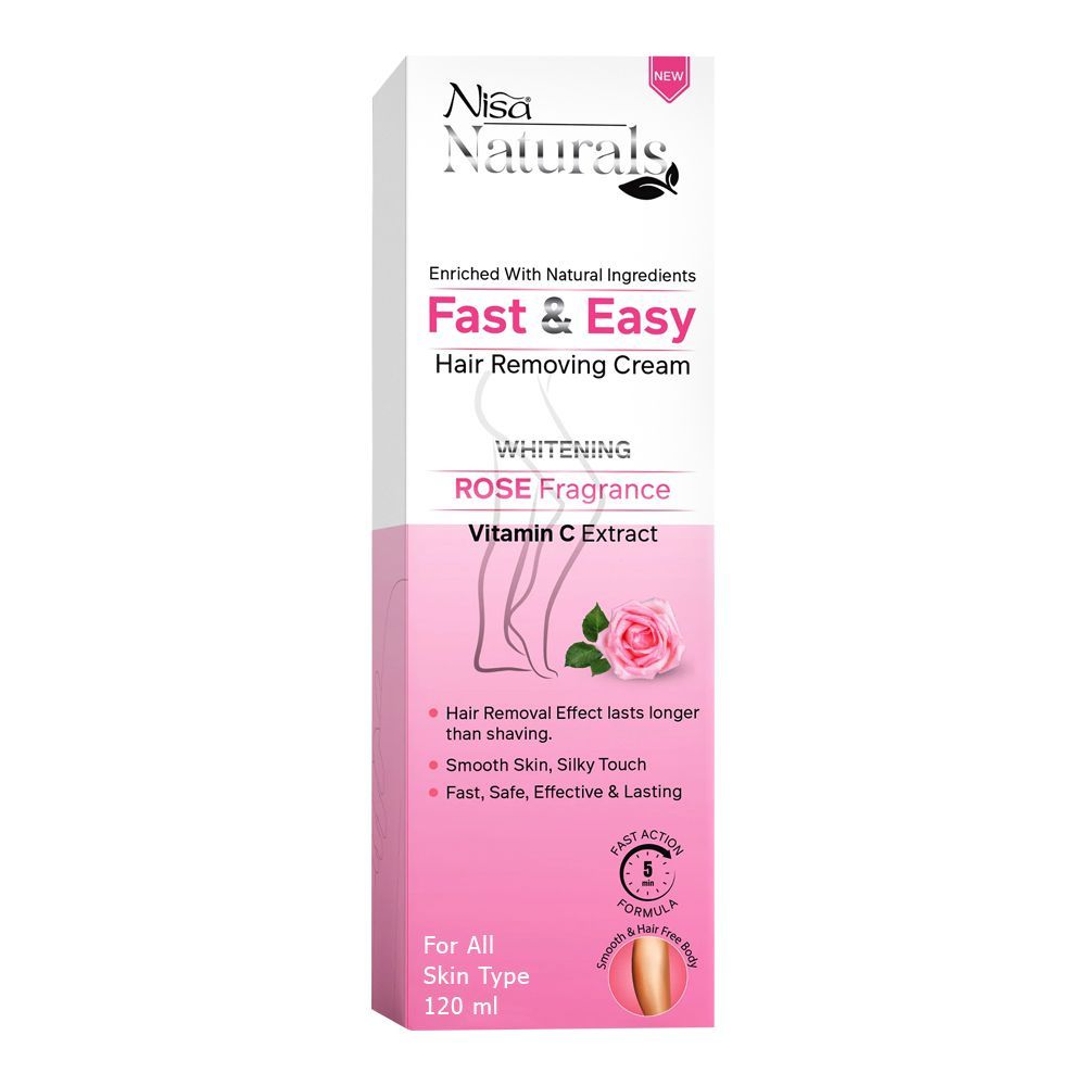 Nisa Naturals Hair Removal Cream With Rose & Vitamin C, For All Skin Types, 120ml - Main Image