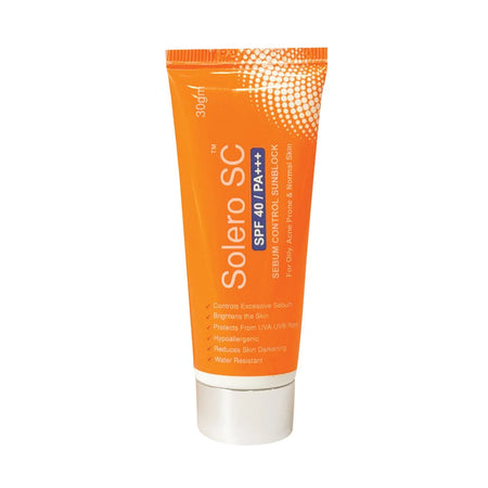 Solero SPF 40 Sebum Control Sunblock, Water Resistant, For Oily & Normal Skin, 30g - Main Image