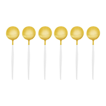 Chucan Stainless Steel Soup Spoon Set, White & Gold, 6-Pack, CC-013 - Image 3