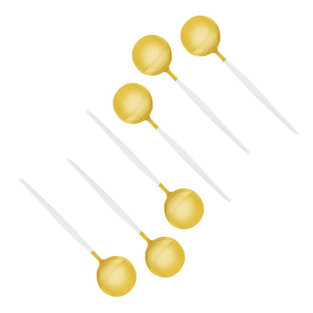 Chucan Stainless Steel Soup Spoon Set, White & Gold, 6-Pack, CC-013 - Main Image