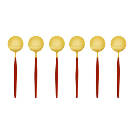 Chucan Stainless Steel Soup Spoon Set, Red & Gold, 6-Pack, CC-014 - Image 3