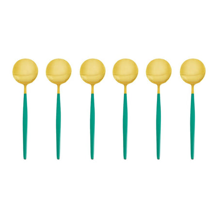 Chucan Stainless Steel Soup Spoon Set, Green & Gold, 6-Pack, CC-016 - Image 3