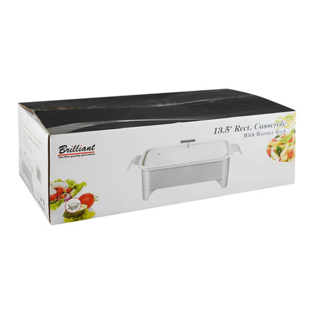 Brilliant 13.5" Rectangular Casserole Serving Dish With Candle Stand/Rack - Buffet Food Warmer, BR0006 - Image 2