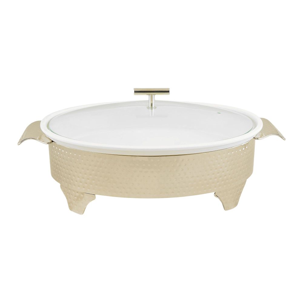 Brilliant 14.5" Oval Casserole Serving Dish With Candle Stand/Rack - Buffet Food Warmer, BR0008 - Main Image