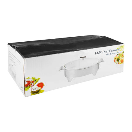 Brilliant 14.5" Oval Casserole Serving Dish With Candle Stand/Rack - Buffet Food Warmer, BR0008 - Image 2