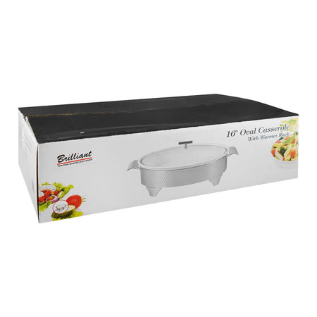 Brilliant 16" Oval Casserole Serving Dish With Candle Stand/Rack - Buffet Food Warmer, BR0009 - Image 2