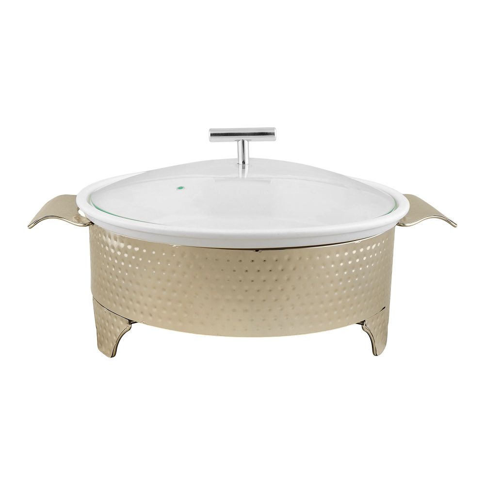 Brilliant 12" Round Casserole Serving Food Warmer Dish With Candle Stand Rack, BR0010 - Main Image