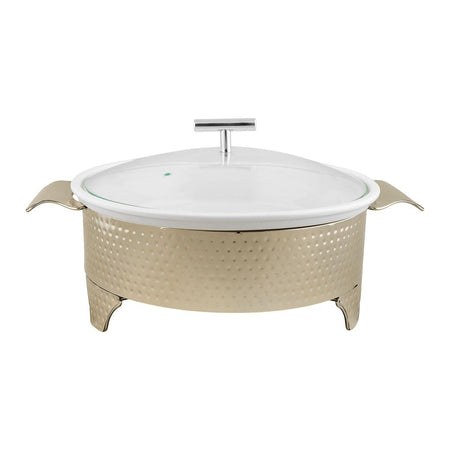Brilliant 12" Round Casserole Serving Food Warmer Dish With Candle Stand Rack, BR0010 - Main Image