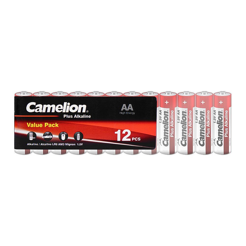 Camelion Plus Alkaline AA-12, Value Pack Of 12 Batteries, LR6-SP - Main Image
