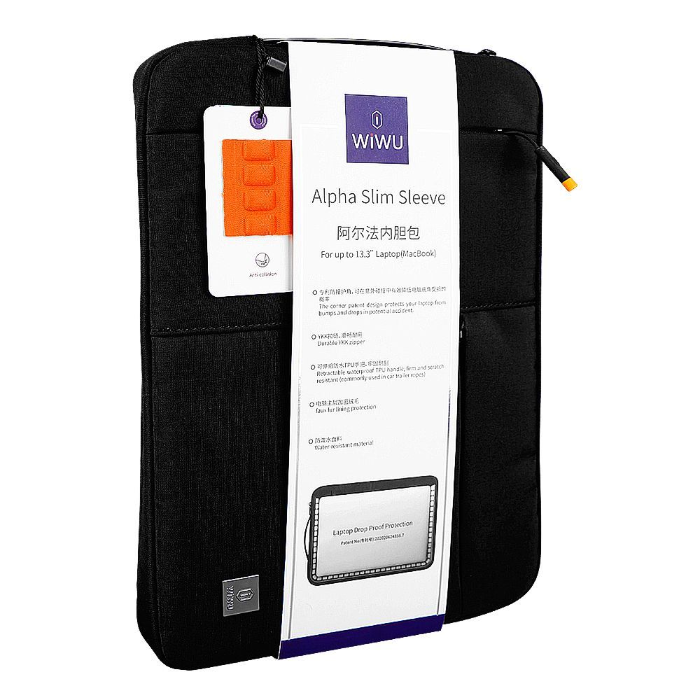 WIWU Alpha Slim Sleeve, For Upto 13.3" Laptop and MacBook, Black - Main Image
