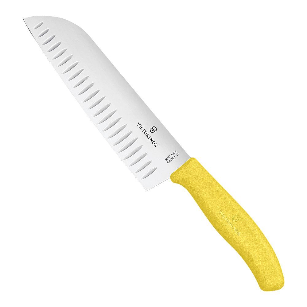 Victorinox 17cm Fluted Blade Santoku Swiss Knife, Yellow, 6.8526.17L8B - Main Image