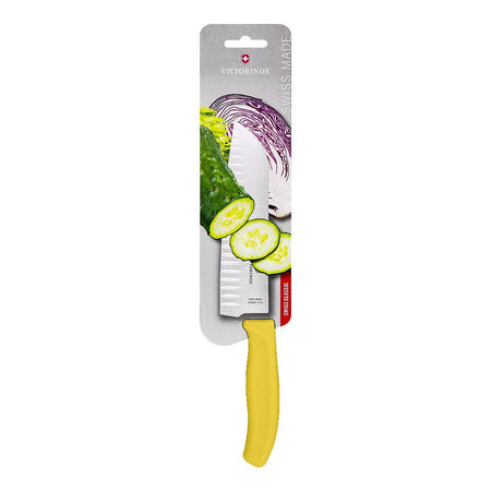 Victorinox 17cm Fluted Blade Santoku Swiss Knife, Yellow, 6.8526.17L8B - Image 2