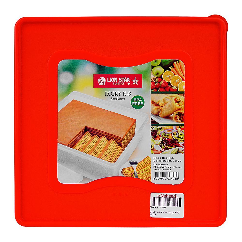 Lion Star Seal Ware "Dicky" K-8 Plastic Container, Red, BC-30 - Image 3