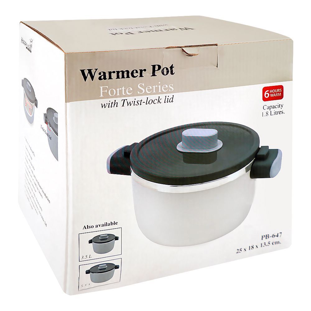 Happy Ware Forte Warmer Hot Pot With Twist Lock Lid, 25 x 18 x 13.5cm, 1.8 Liters, Brown, SU-647 - Image 4