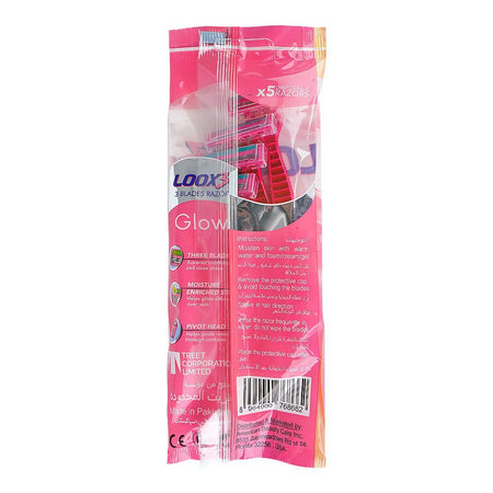Treet Loox3 Glow 3-Blades Disposable Razor Pouch, 5-Pack - Image 2