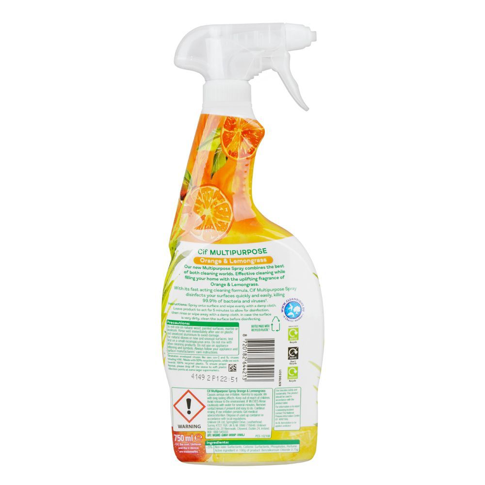 Cif Orange & Lemon Grass Multi-purpose Spray, 750ml - Image 2