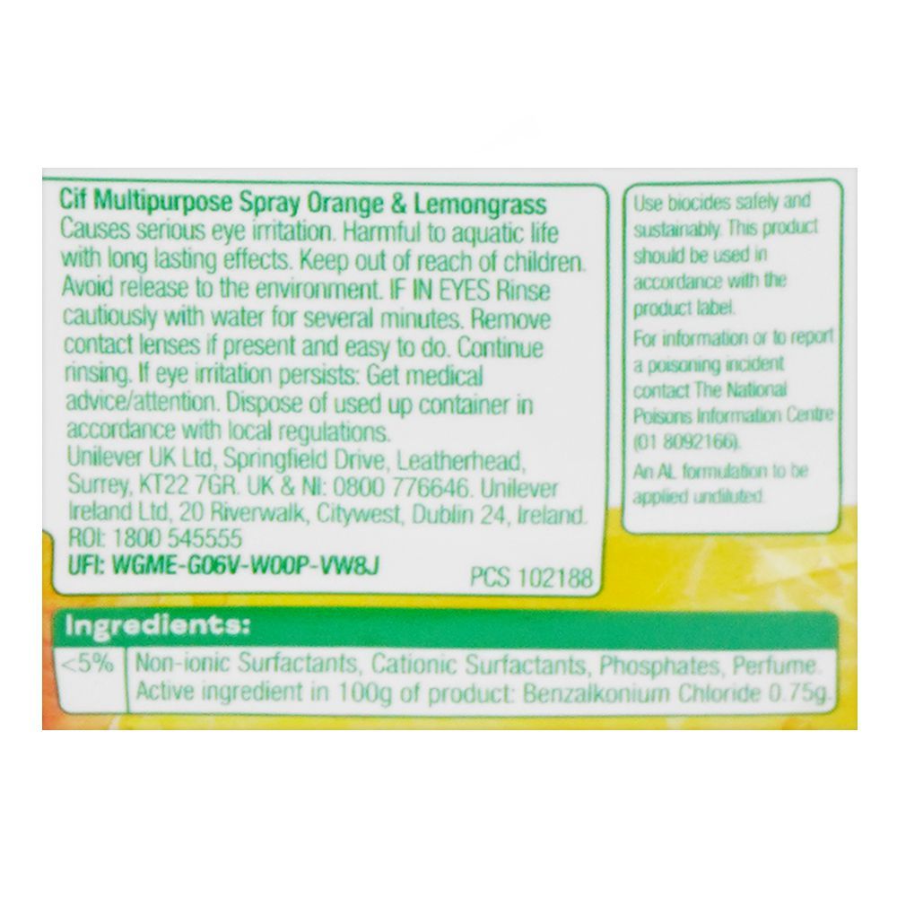 Cif Orange & Lemon Grass Multi-purpose Spray, 750ml - Image 5