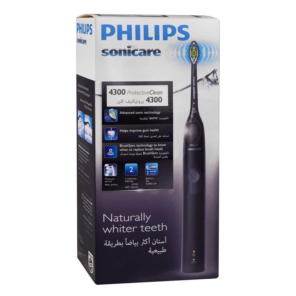 Philips Sonicare 4300 Protective Clean Electric Toothbrush, Black and Grey, HX6800/44 - Image 2