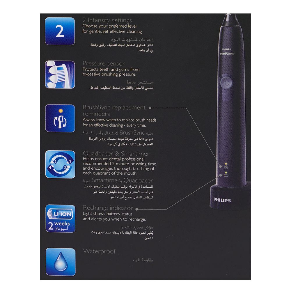 Philips Sonicare 4300 Protective Clean Electric Toothbrush, Black and Grey, HX6800/44 - Image 4