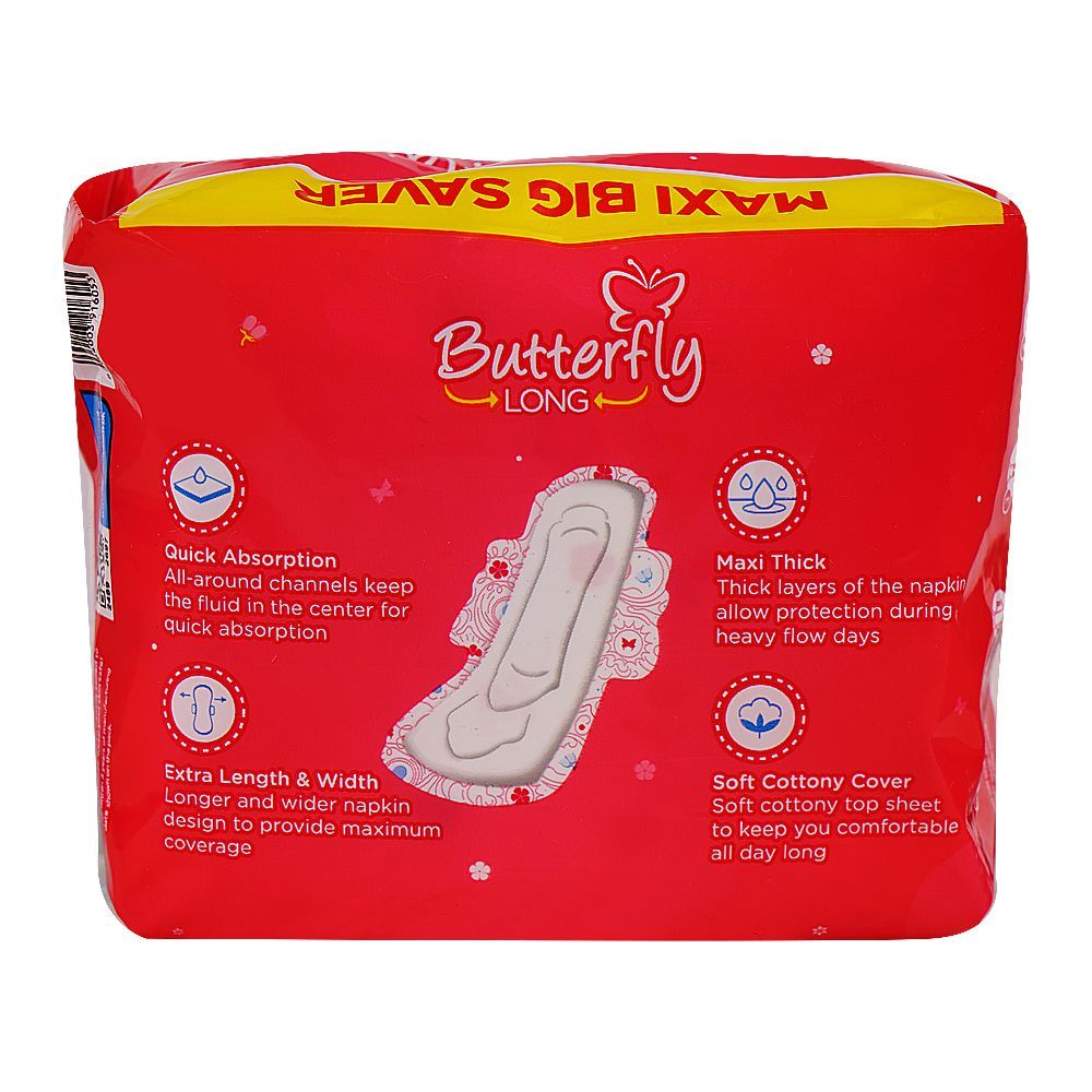 Butterfly Maxi Thick Long Big Saver Sanitary Pads, 6-Pack - Image 2