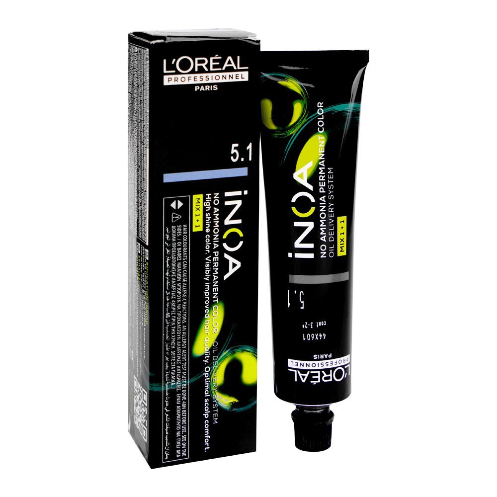 L'Oreal Professionnel Inoa No Ammonia Permanent Hair Color Cream, 5.1 Light Ash Brown - Main Image