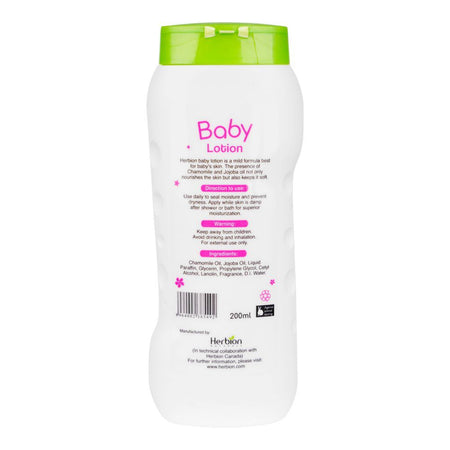 Herbion Jojoba & Chamomile Oil Baby Lotion and Moisturizer, Paraben Free, 200ml - Image 3