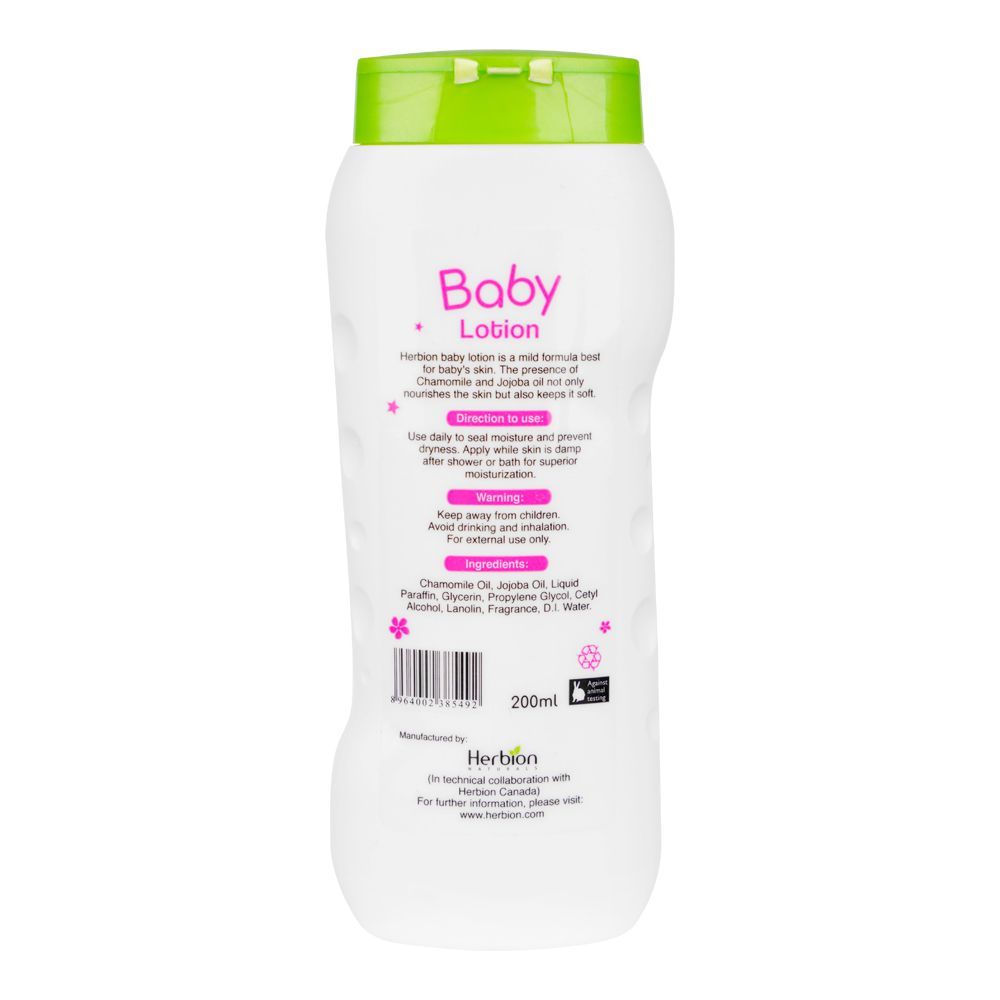 Herbion Jojoba & Chamomile Oil Baby Lotion and Moisturizer, Paraben Free, 200ml - Image 3