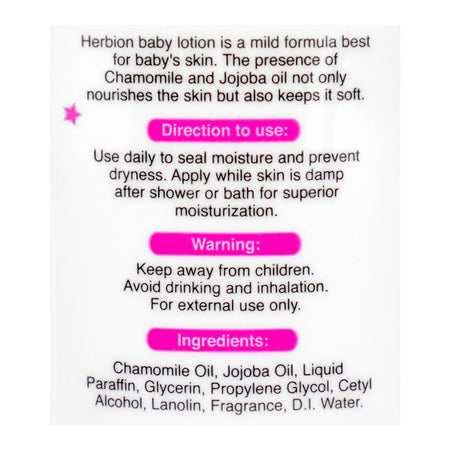 Herbion Jojoba & Chamomile Oil Baby Lotion and Moisturizer, Paraben Free, 200ml - Image 5