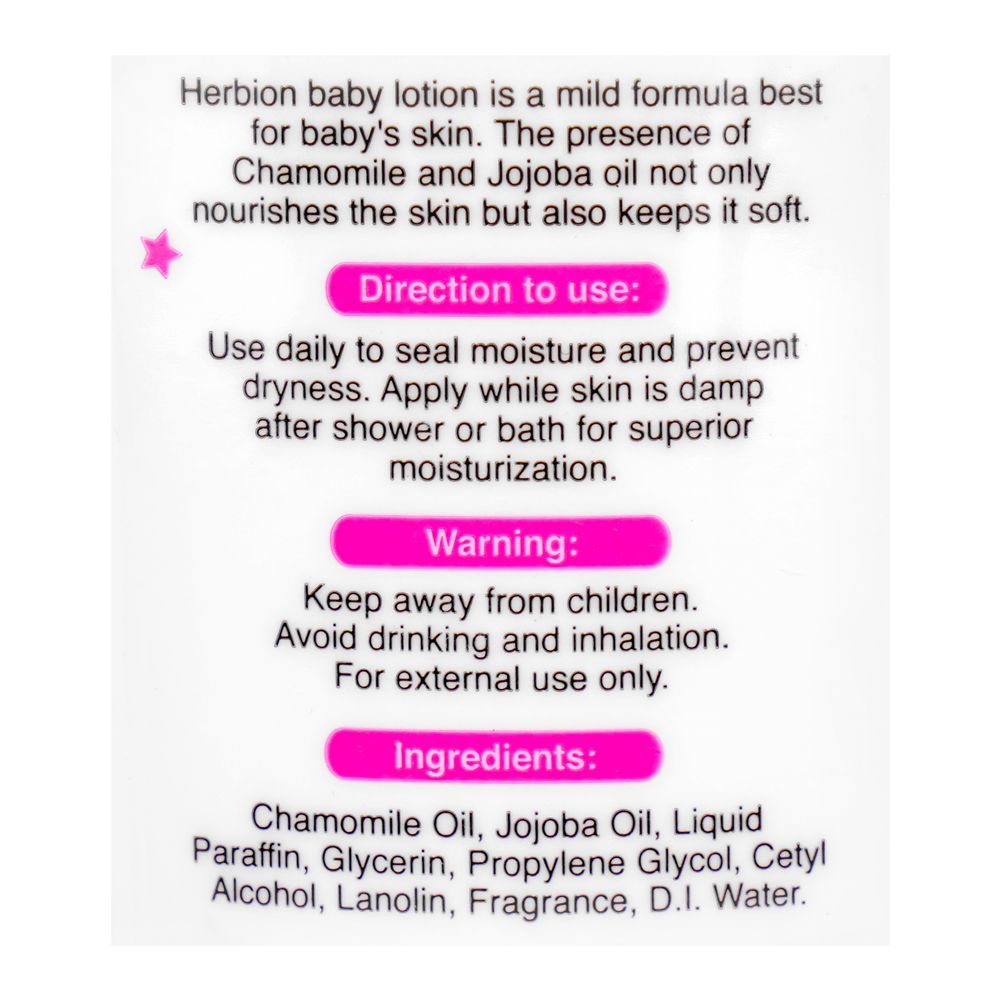 Herbion Jojoba & Chamomile Oil Baby Lotion and Moisturizer, Paraben Free, 200ml - Image 5
