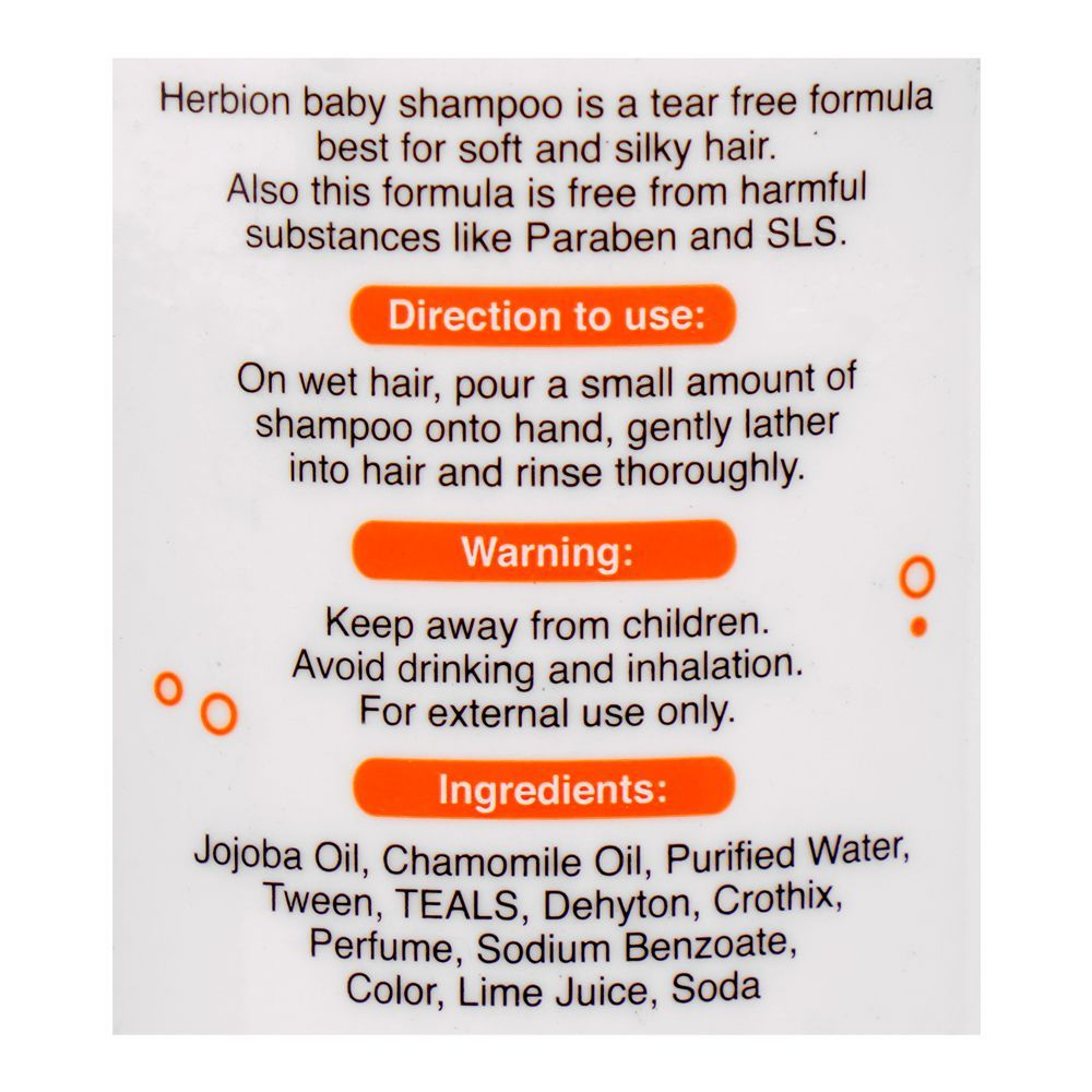 Herbion Jojoba & Chamomile Oil Baby Shampoo, SLS, Paraben & Tear Free, 200ml - Image 5