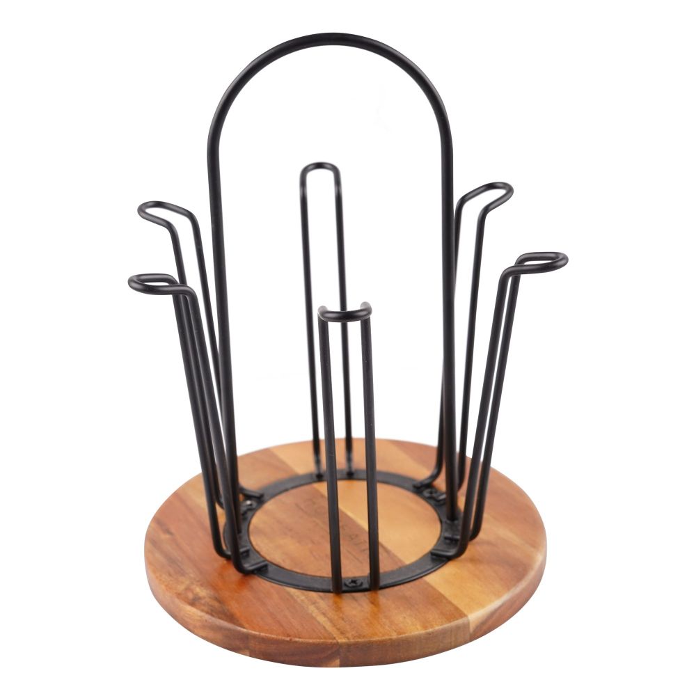 Homeatic Cup Holder With Wooden Base, Black, HMK-1006 - Main Image