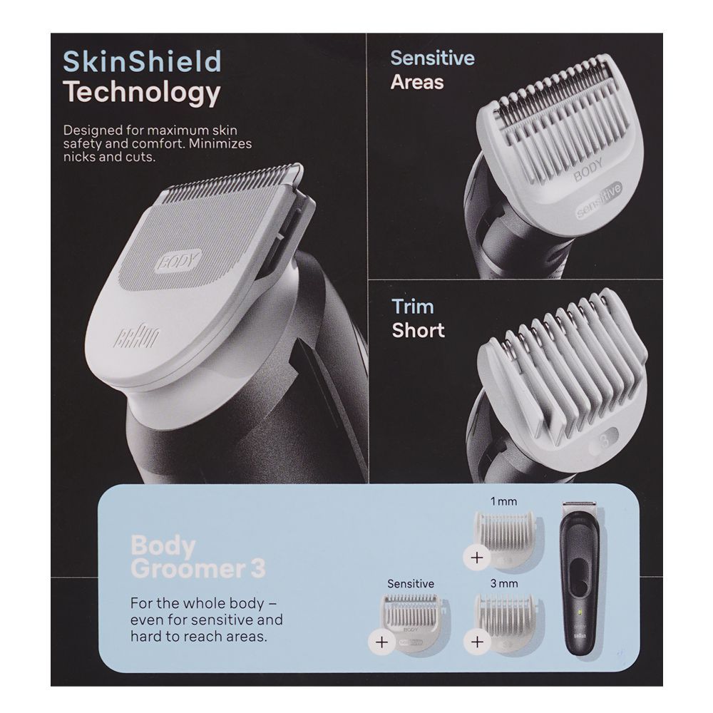 Braun Series 3 Body groomer BG3340 With Skin Shield technology, 80min Runtime, 3 Tools, BG-3340 - Image 4