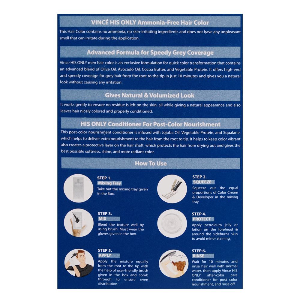 Vince His Only Ammonia Free Men Hair Color, HC-02 Natural Black - Image 3