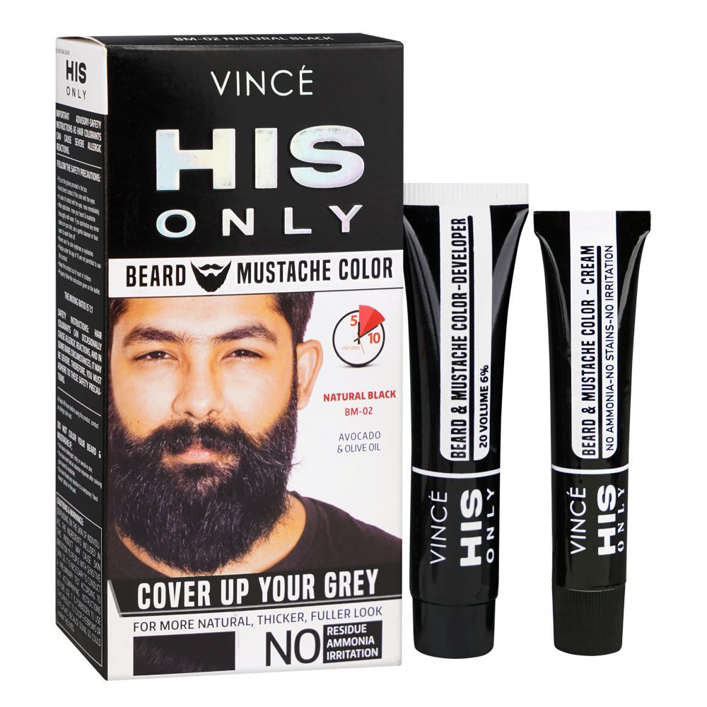 Vince His Only Beard & Moustache Hair Color, BM-02 Natural Black - Main Image