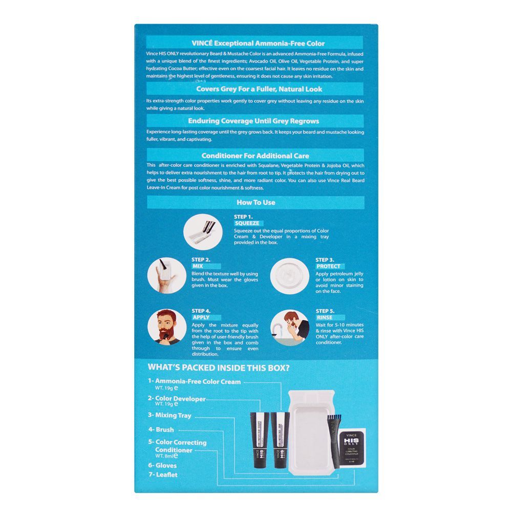 Vince His Only Beard & Moustache Hair Color, BM-03 Dark Brown - Image 2