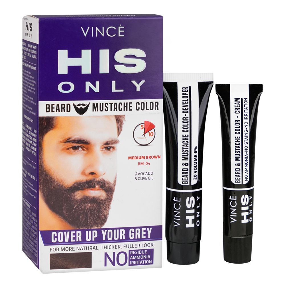 Vince His Only Beard & Moustache Hair Color, BM-04 Medium Brown - Main Image