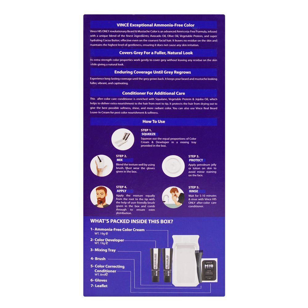 Vince His Only Beard & Moustache Hair Color, BM-04 Medium Brown - Image 2