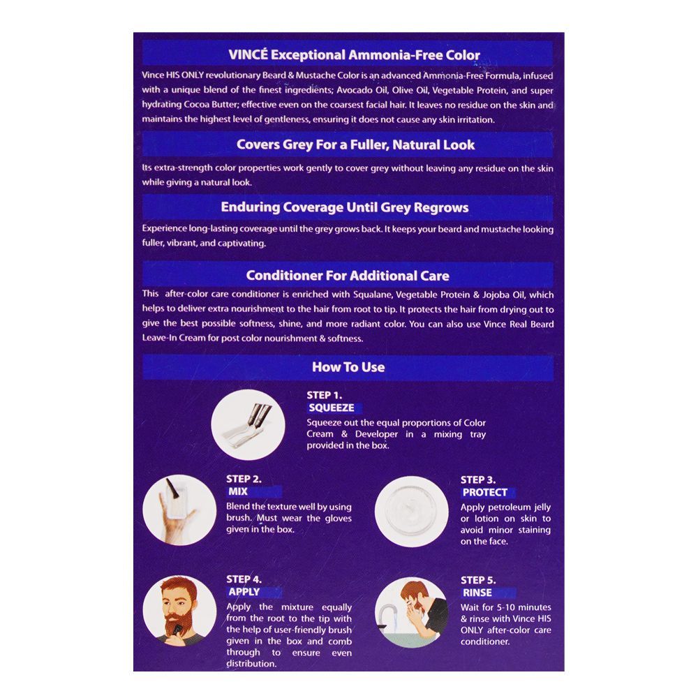 Vince His Only Beard & Moustache Hair Color, BM-04 Medium Brown - Image 3