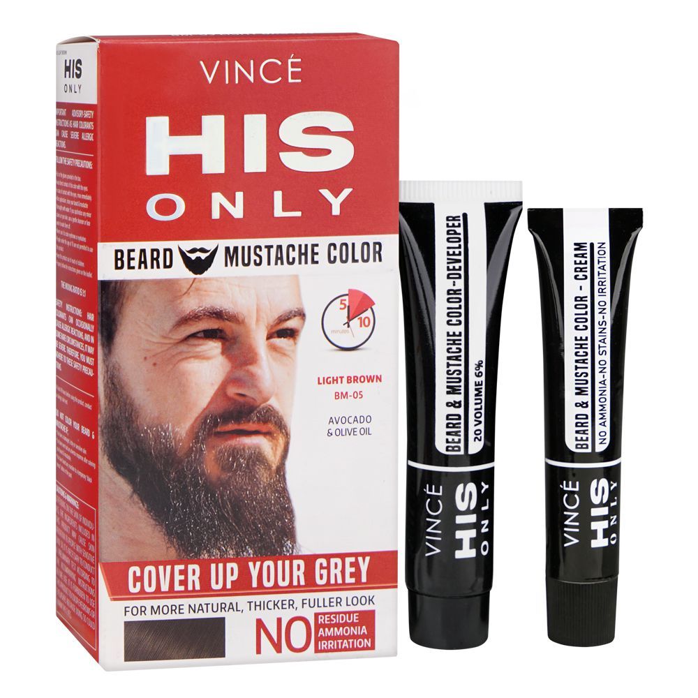 Vince His Only Beard & Moustache Hair Color, BM-05 Light Brown - Main Image