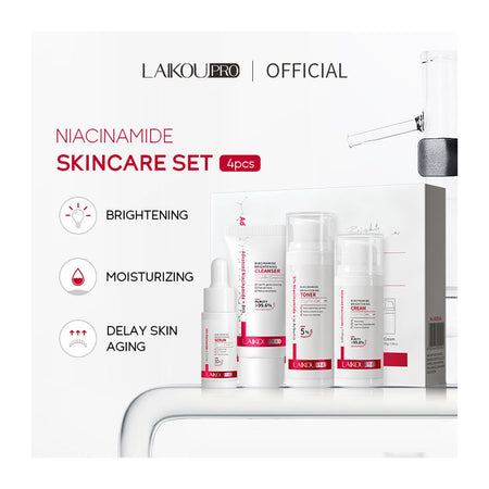 LAIKOU Pro Advanced Niacinamide Skincare Set With Cleanser, Toner, Serum, Cream, For All Skin Types, LK92924A - Image 2