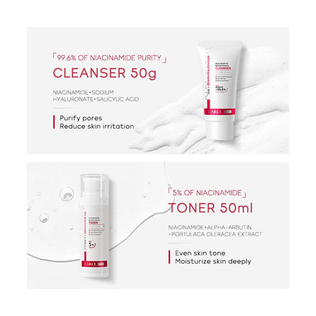 LAIKOU Pro Advanced Niacinamide Skincare Set With Cleanser, Toner, Serum, Cream, For All Skin Types, LK92924A - Image 3