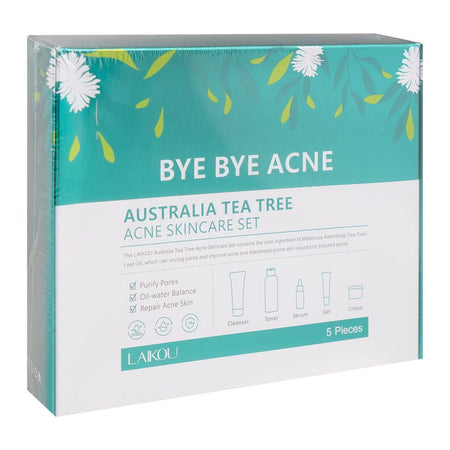 LAIKOU Tea Tree Anti-Acne Skincare Set With Cleanser, Toner, Serum, Cream, Gel, For All Skin Types, LK92993A - Image 4