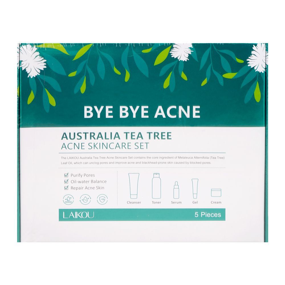 LAIKOU Tea Tree Anti-Acne Skincare Set With Cleanser, Toner, Serum, Cream, Gel, For All Skin Types, LK92993A - Image 5